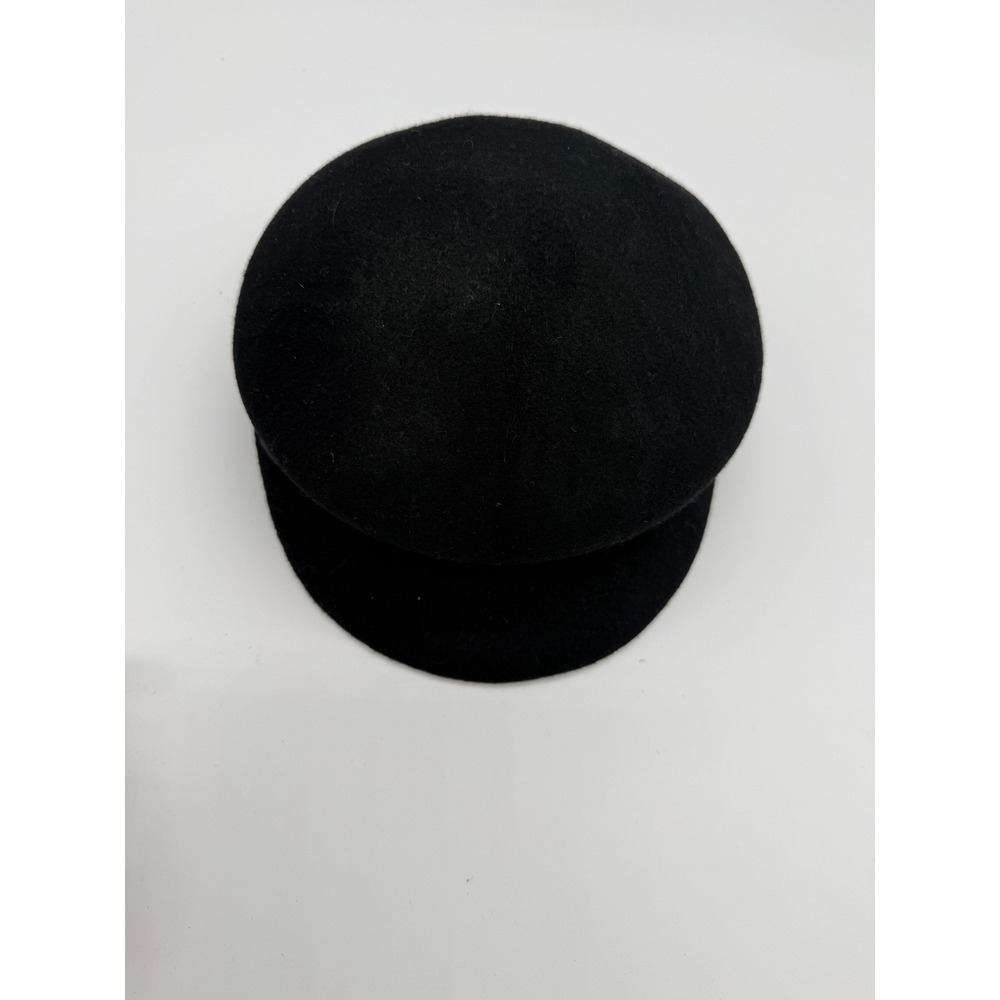 Nine West Black Newsboy Cap 100% Wool Baker Boy Cabbie Hat Women OS